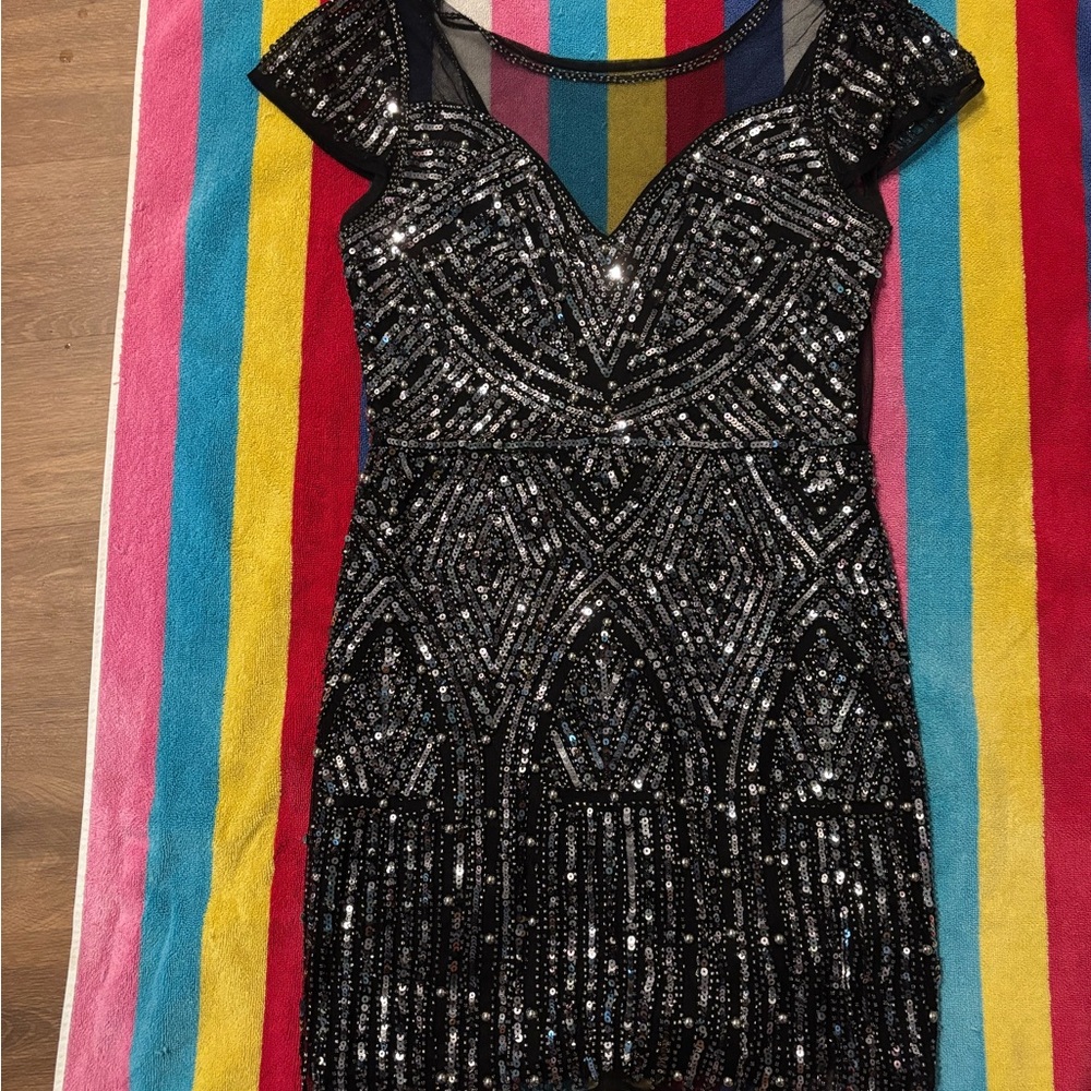 Nasty Gal Black Sequin Mini Dress